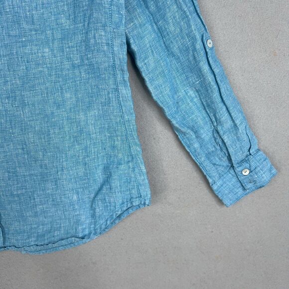 Sigrid Olsen Shirt Womens Small Blue Coastal Cottage Resort Luxury 100% Linen - Picture 9 of 15